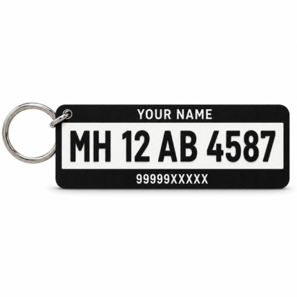 Personalized Car Number Plate Keychain – Custom Name & Vehicle Number