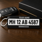 Personalized Car Number Plate Keychain – Custom Name & Vehicle Number - Image 2